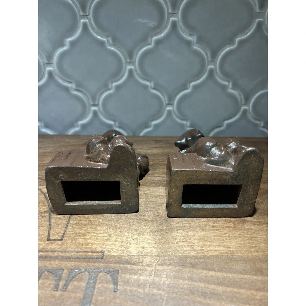 pair antique pirate Book Ends Appears To‎ Be Bronze Or Cast Iron Possibly Hubley